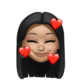 🥰 이모지, 사랑, 하트, 여자, 검은 머리 telegram sticker