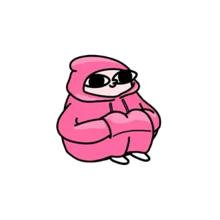 🙂 漫画, キャラクター, ピンク, パーカー, 面白い, かわいい telegram sticker