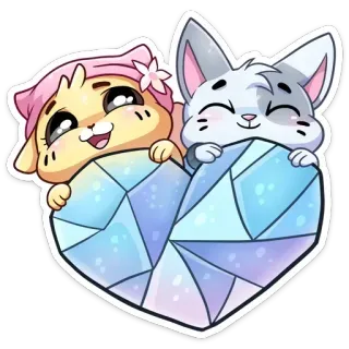 ❤ kawaii, fofo, animais, coração, adesivo, gato, cachorro, desenho animado telegram sticker