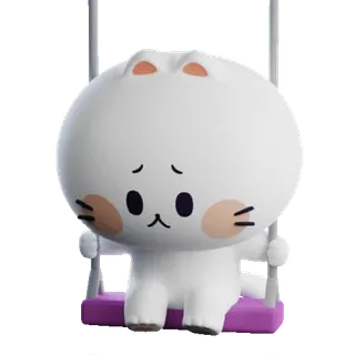 😔 кот, грустный, качели, милый, мультфильм, персонаж whatsapp sticker