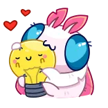 😘 mignon, amour, câlin, dessin animé, ampoule whatsapp sticker