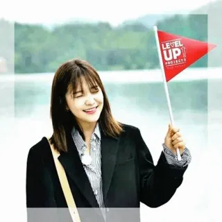 🏹 LEVEL UP! PROJECT naik level, proyek, bendera, wanita, senyum, perjalanan telegram sticker
