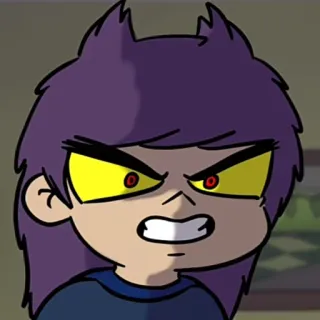 ♠️ Dibujos animados, Enojado, Pelo morado, Anime, Ojos amarillos telegram sticker