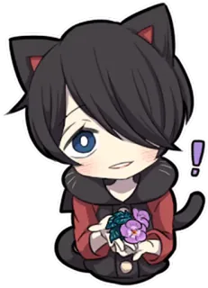 🌸 고양이 귀, 꽃, 애니메이션,  SD(치비), 귀여운, 일러스트 telegram sticker