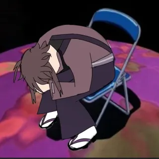 🌟 Anime, Triste, Deprimido, Sentado, Silla, Emocional whatsapp sticker