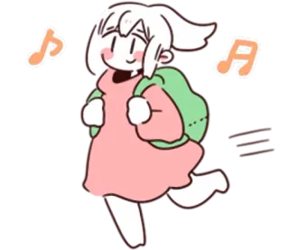 🎵 kreskówka, spacer, anime, słodkie, nuty, plecak, kawaii telegram sticker