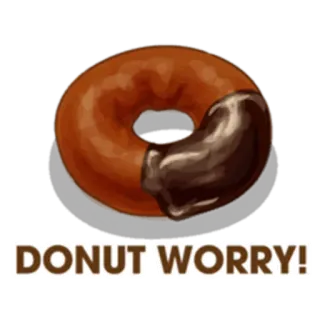 🍩 DONUT WORRY! ciambella, cibo, dessert, preoccupazione, gioco di parole, cioccolato whatsapp sticker