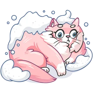 🚿 кот, снег, зима, милый, розовый, животное, котенок whatsapp sticker