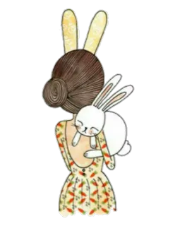 🐰 coniglio, ragazza, carina, animale, animale domestico, amico, abbraccio, stringere telegram sticker