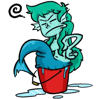 😠 sirena, cubo, dibujos animados, gesto ofensivo, gruñón, criatura marina telegram sticker
