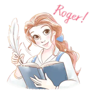 👍 Belle Beauty and the Beast Roger! Cartoon, Prinzessin, Disney, Belle, Die Schöne und das Biest, Lesen, Buch whatsapp sticker