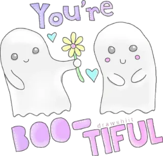 😍 You're BOO-TIFUL fantasma, flor, fofo, bu, halloween whatsapp sticker