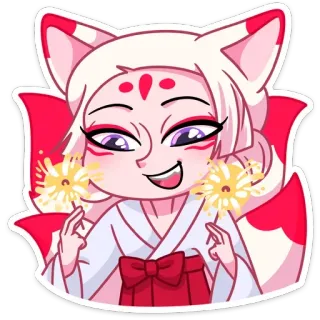 😃 アニメ, マンガ, キャラクター, キツネ, かわいい, 可愛い telegram sticker