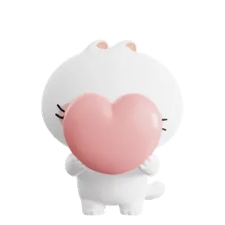 💬 kucing putih, kartun, hati, lucu, kawaii, cinta, hewan whatsapp sticker