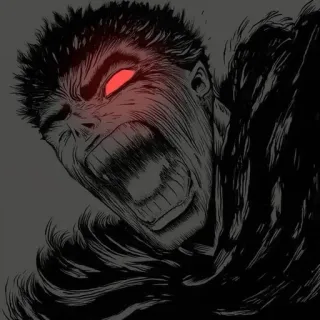 😆 Guts Berserk Berserk, Guts, Anime, Manga, Dark Fantasy, Woede, Krijger, Zwaard telegram sticker