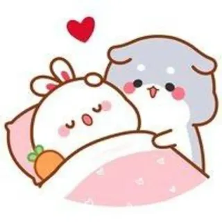 🌟 cute, kawaii, bunny, dog, sleep, love, heart whatsapp sticker