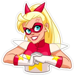 🤛 super-heroína, loira, brava, desenho animado, mulher, estrela, super-herói telegram sticker