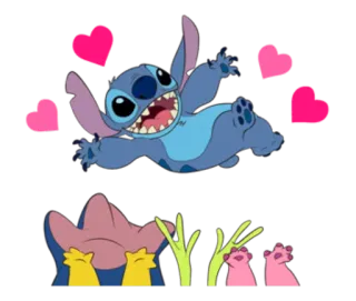 🙌 Stitch Lilo & Stitch carino, alieno, disney, cartoni animati, cuori telegram sticker