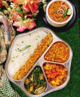 🍲 food, Indian cuisine, rice, vegetables, dish, meal telegram sticker