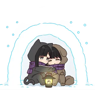🤗 anime, winter, snow, cute, igloo telegram sticker