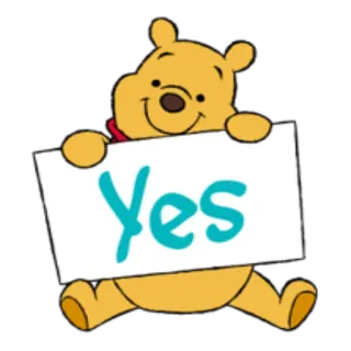 ☺️ Winnie the Pooh Yes Winnie the Pooh, Sì, Cartoni animati, Affermativo telegram sticker