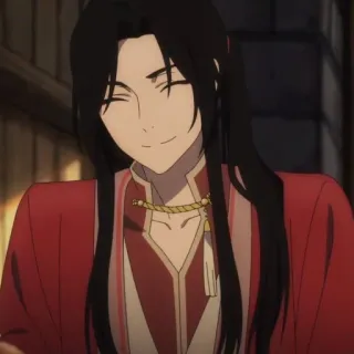 🥢 anime, homem, sorriso, roupão vermelho telegram sticker