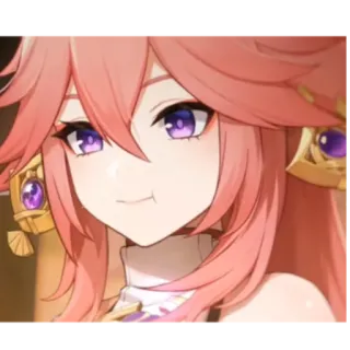 🥺 Yae Miko Genshin Impact anime, girl, cute, pink hair, video game character telegram sticker