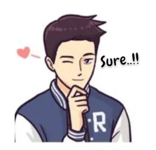 😉 Sure..!! cartoon, winking, approval, male, R telegram sticker