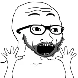 😬 Meme, Wojak, Soyjak, Gritando, Boca Abierta, Gafas telegram sticker