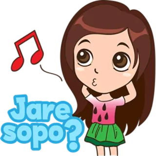 💃 Jare sopo? desenho animado, menina, notas musicais, fofo, indonésio telegram sticker