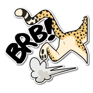 💨 BRB! 치타, 동물, 잠시만, 만화 telegram sticker