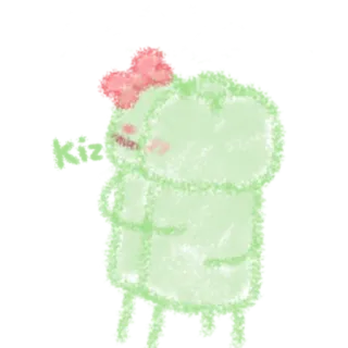 💋 fofo, animal, sapo, verde, rosa, desenho animado telegram sticker