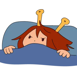 🥱 somnolent, lit, dessin animé, fatigué, sommeil, fille whatsapp sticker
