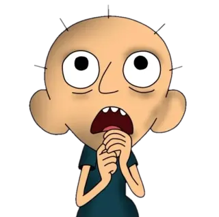 😨 cartoon, shocked, fear, scared, expression, bald whatsapp sticker