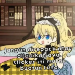 📝 jangan direpack atau dijadikan ava. sticker ini murni buatan Luna anime, sticker, girl, cartoon, blonde hair whatsapp sticker
