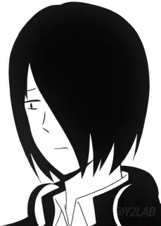 😐 @Y2LAB Аниме, Персонаж, Черно-белое telegram sticker