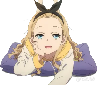 📺 anime, garota, deitada, fofa, relaxada telegram sticker