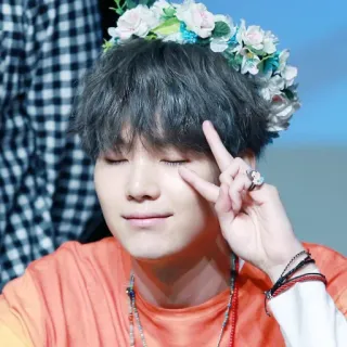 🍂 Person, Blumenkranz, Friedenszeichen, Koreanisch, Männlich telegram sticker