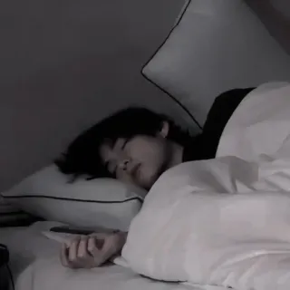 🍒 sommeil, dormir, lit, personne, intérieur, repos whatsapp sticker
