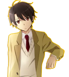😕 Anime, Chico, Adolescente, Pelo castaño, Uniforme telegram sticker