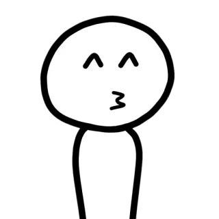 😙 Dibujos animados, Lindo, Simple, Personaje, Blanco telegram sticker