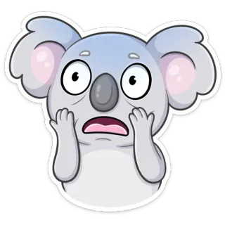 😅 Koala, Cartoon, Sticker, Verängstigt, Schockiert, Erschrocken, Emotion, Tier whatsapp sticker