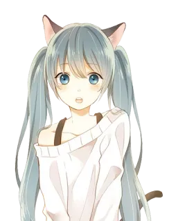😶 anime, girl, cat ears, cute, illustration telegram sticker