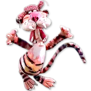 🐅 zwierzę, kreskówka, różowy, tygrys, postać, ilustracja telegram sticker