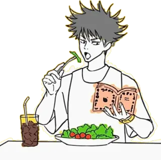😋 еда, салат, персонаж, книга telegram sticker