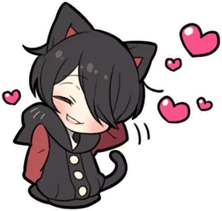 ☺️ Katze, Liebe, Herzen, Kawaii, Süß, Anime, Chibi, Sticker whatsapp sticker