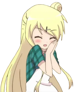 😄 ragazza anime, capelli biondi, kawaii, carina, cartone animato telegram sticker