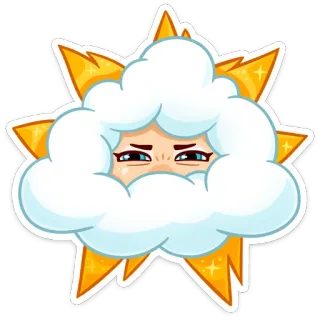 ☀️ 云, 星星, 卡通, 天气, 天空, 脸 telegram sticker