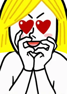 👩 cartone animato, amore, occhi a cuore, capelli biondi, personaggio, illustrazione telegram sticker