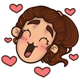 🥰 dessin animé, femme, joyeux, coeurs, amour, autocollant telegram sticker